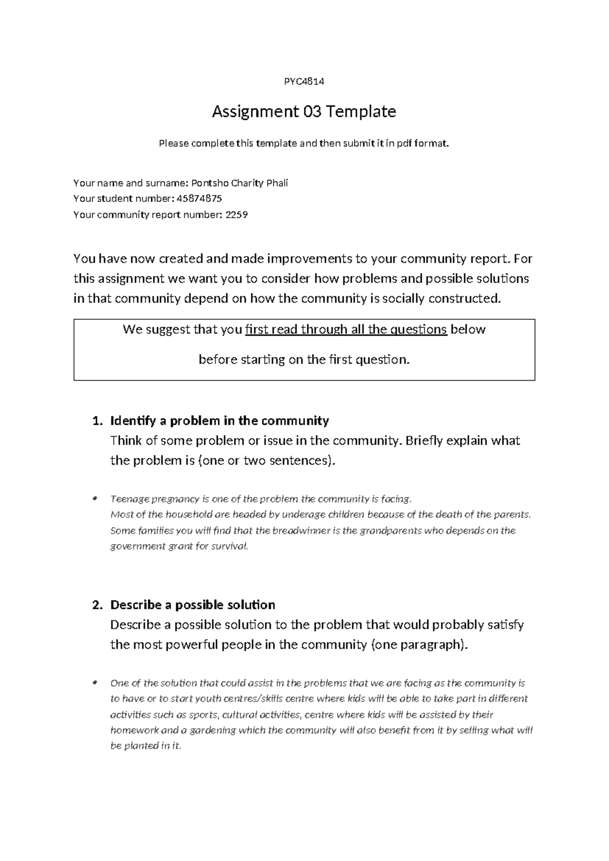 PYC4814 - PYC Assignment 03 Template Please complete this template and ...