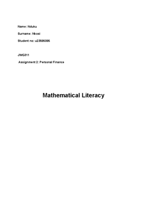Grade 10 Mathematical Literacy Term 1 Worksheet 2 Memo: Ratios - Studocu