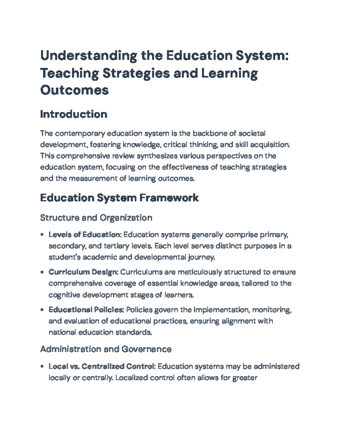 Effective Teaching Strategies and Learning Outcomes in Education System ...