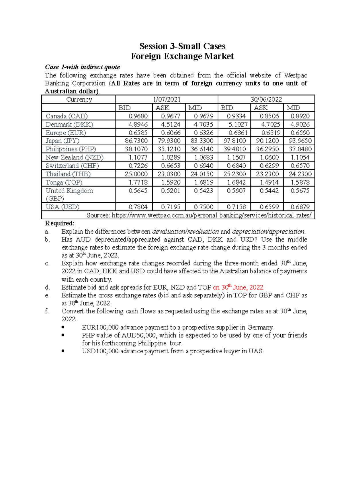 Session 3 - Case Studies on Foreign Exchange Market Analysis - Studocu
