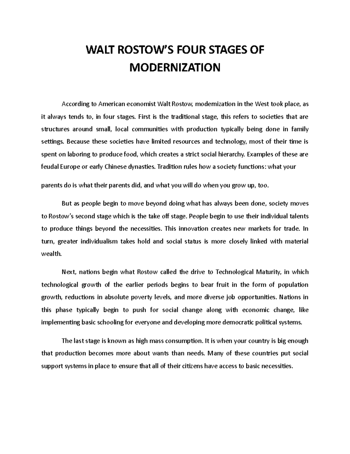 Walt Rostow's 4 Stages of Modernization Explained: Theory Overview ...