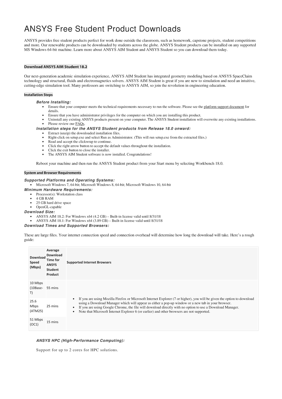 ANSYS 17 2 18 1 18 2 Free Student Product Download Guide Studocu