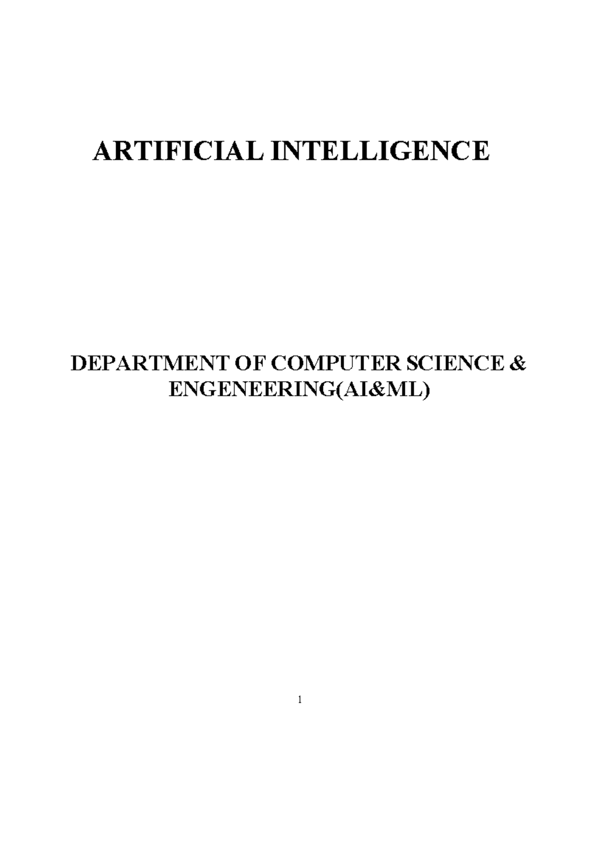 Artificial Intelligence (CS101) - Course Outcomes & Unit Notes - Studocu