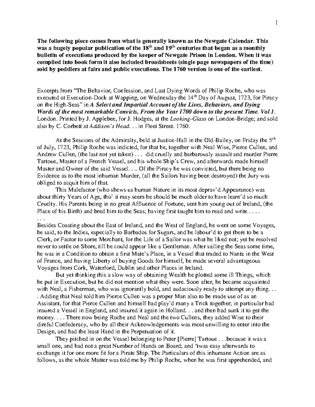 Doc 8 Behavior and Confession of Philip Roche, 1760-1 - Studocu