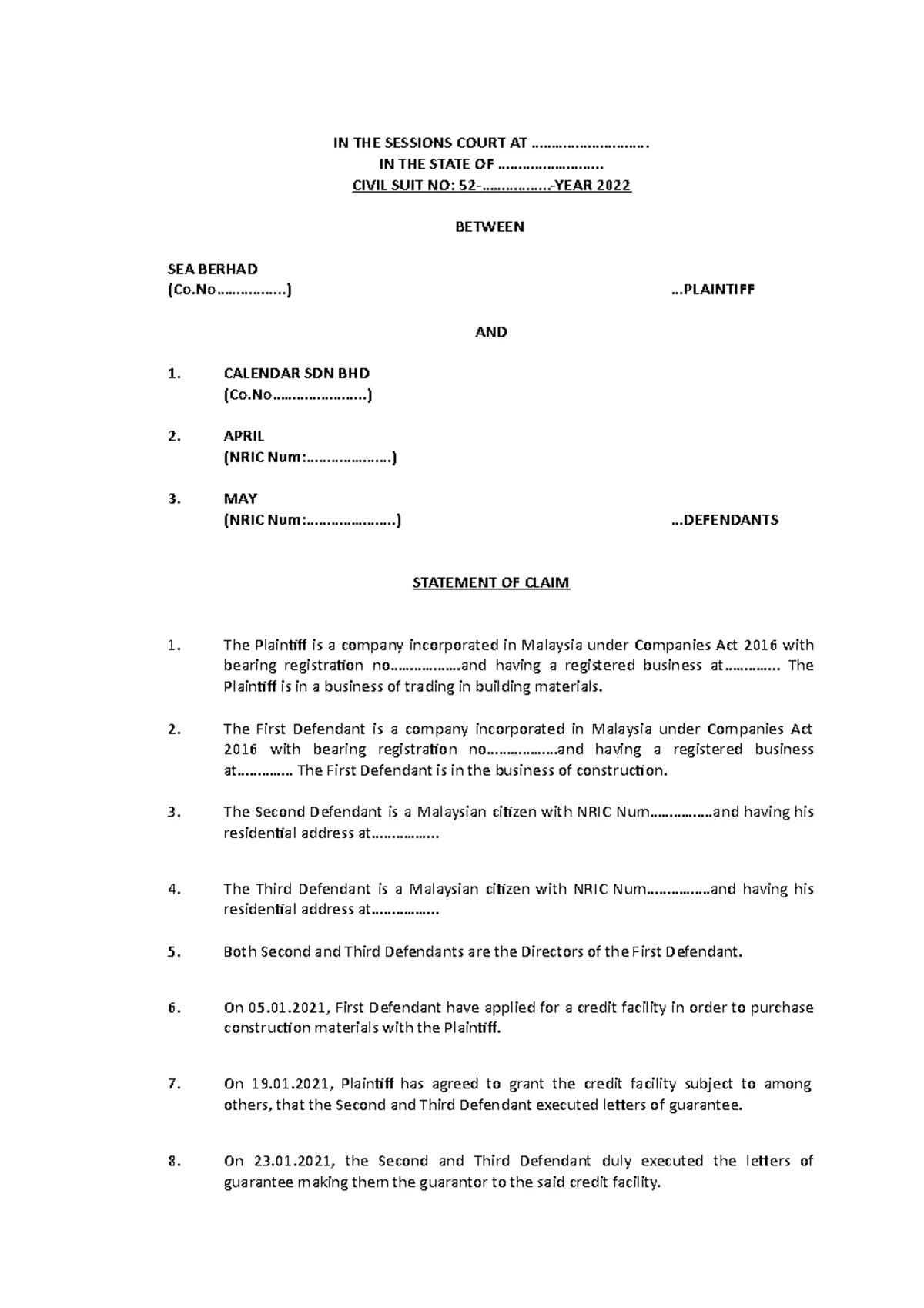 1. Sample SOC - read - IN THE SESSIONS COURT AT IPOH IN THE STATE OF ...