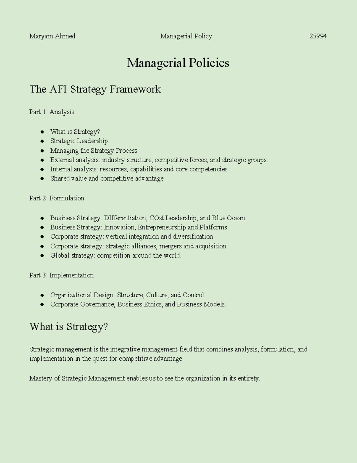Maryam Managerial 25994: Strategic Management Framework and Analysis ...