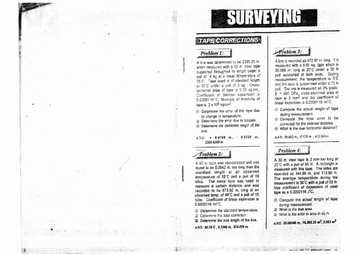 Formulasheet - none - FIeld Of Surveying - ` Ordinary Differential ...