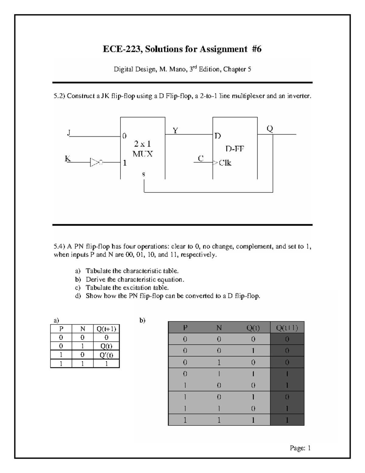 ECE223 Assignment 6 solution 3rd edition - ECE-223, Solutions for ...