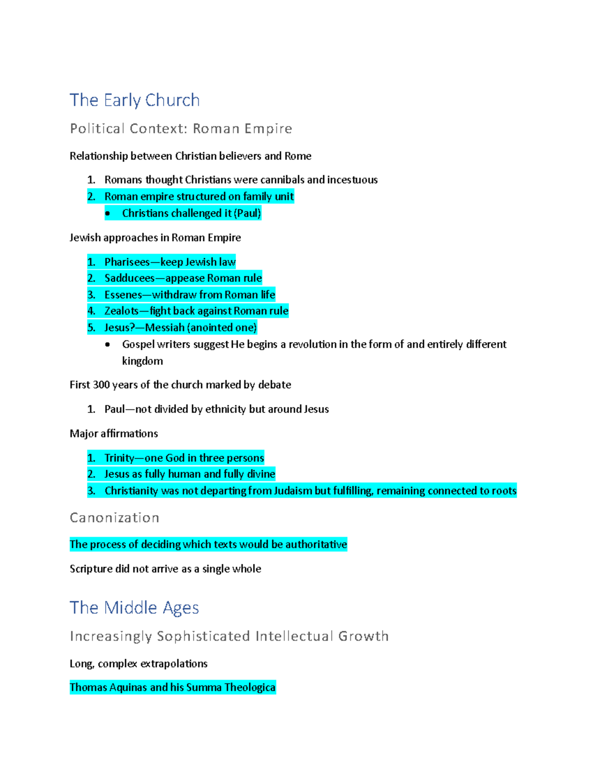 The Early Church: Political Context and Theological Developments - Studocu