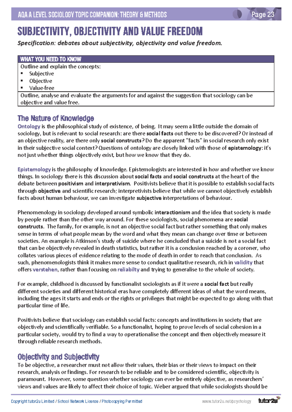 AQA A Level Sociology: Subjectivity, Objectivity & Value Freedom Notes ...