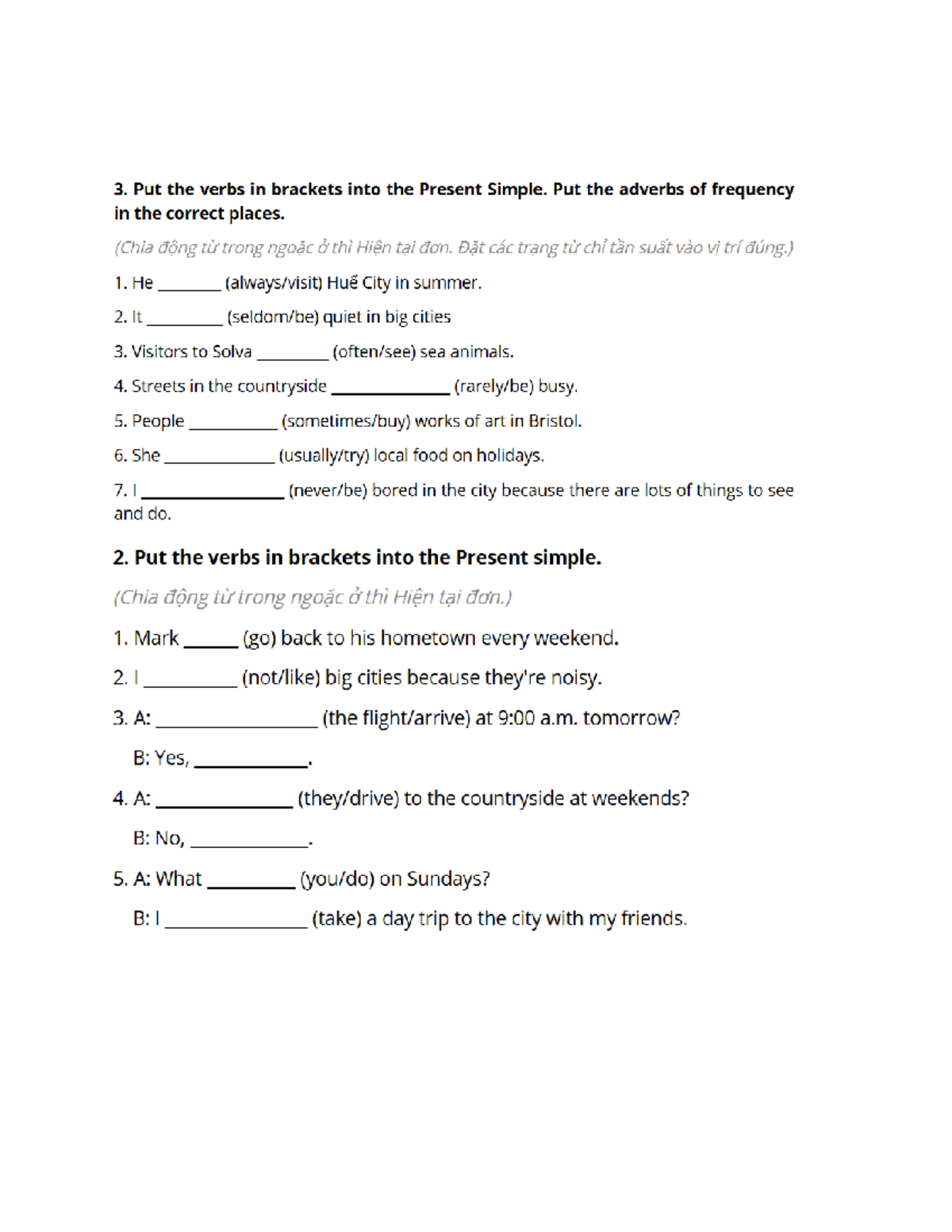 Doc2 - Present Simple & Continuous Verbs Practice - Studocu