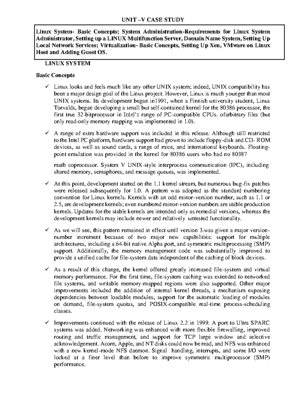 CS 8493 OS Unit 5 Case Study Notes on Linux System Administration - Studocu