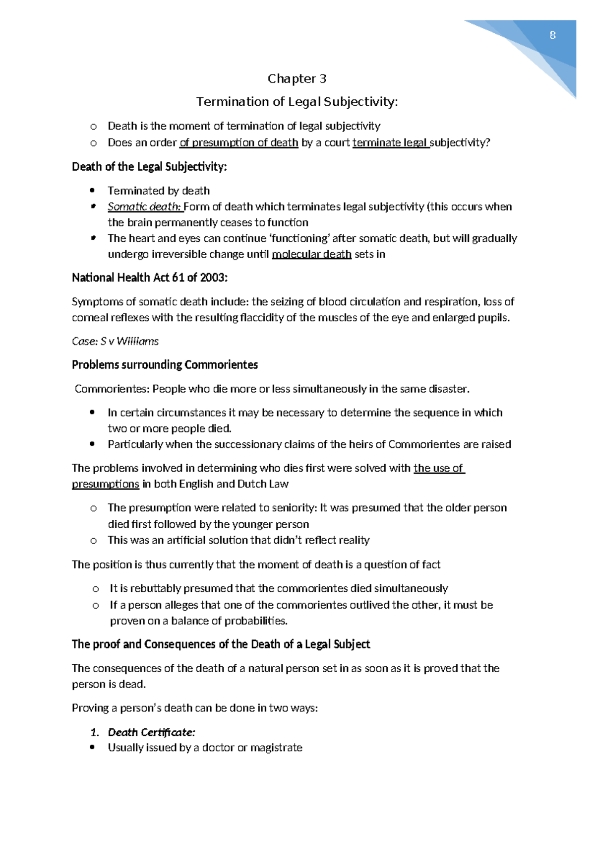 Legal Subjectivity and Status: Chapter 3 & 4 Overview - Studocu
