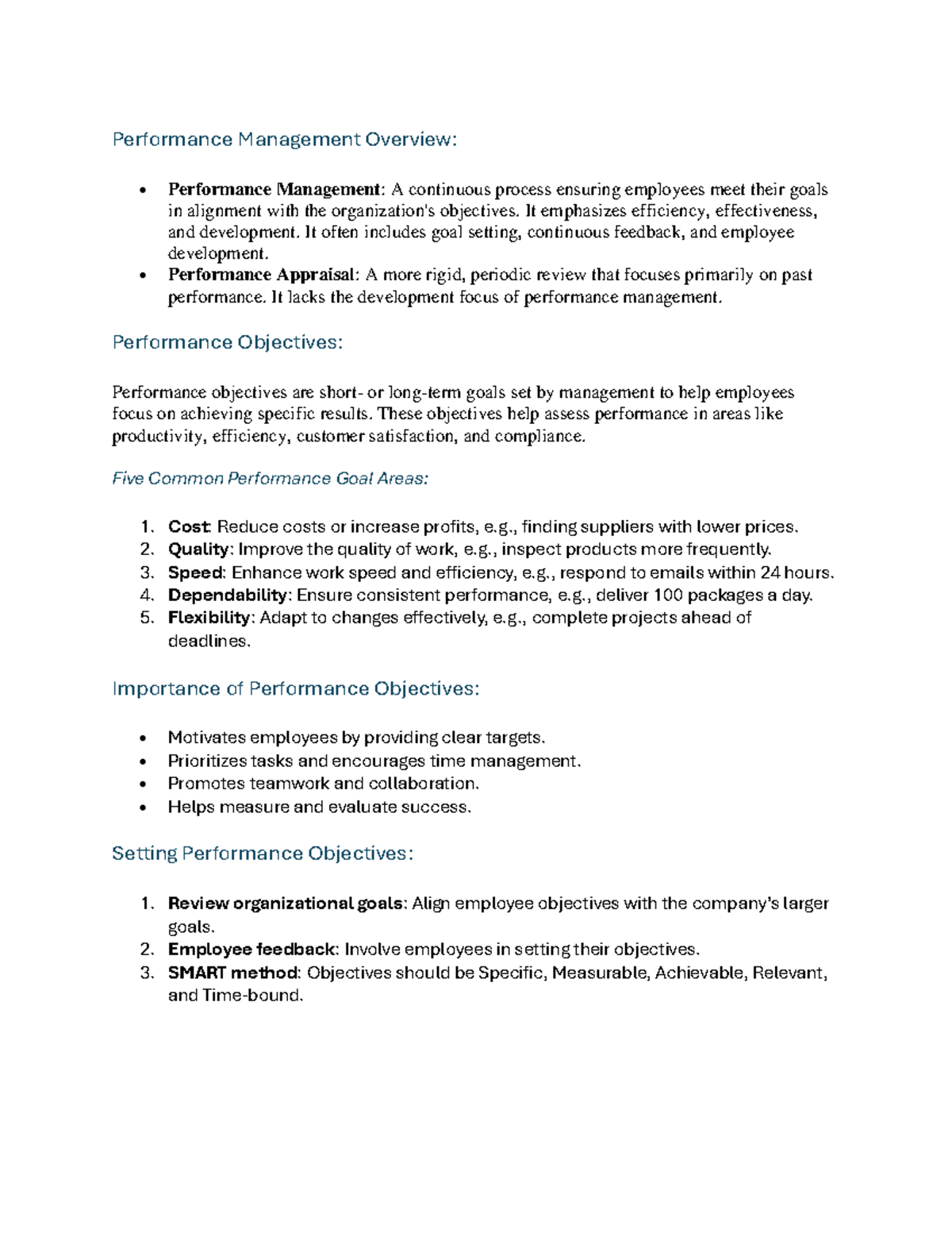 PCM Easy Notes - Performance Management Overview: Performance ...