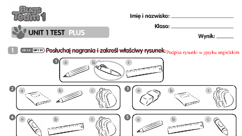 Unit 1 Test Plus - Bugs Team 1 (CD 4, MP3) - Studocu