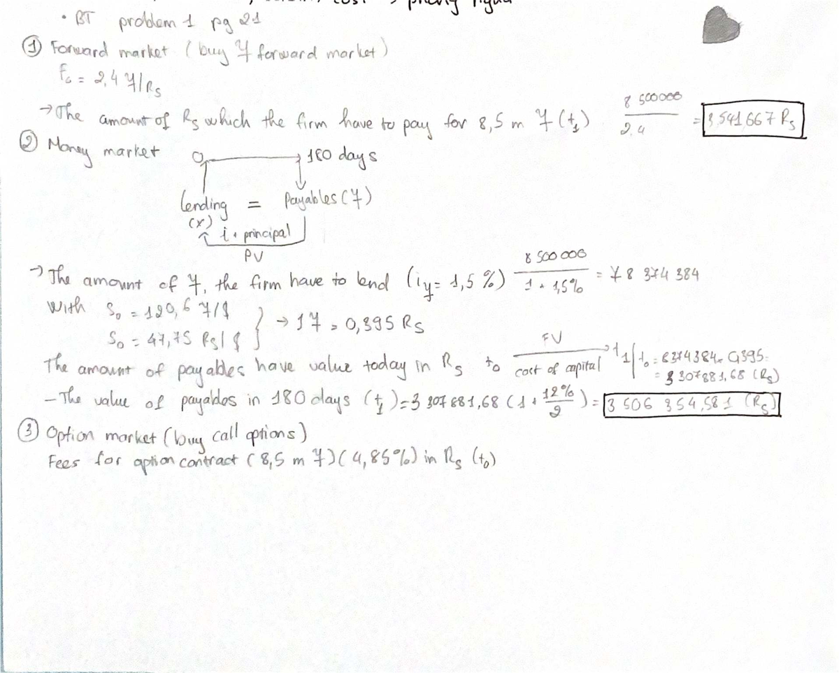 BT Problem 1: Forward, Money, and Option Markets Analysis - Studocu