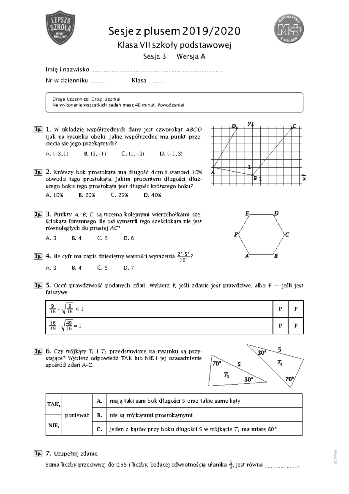Funkcje Matematyka Z Plusem 3 Sprawdzian www.studocu.com