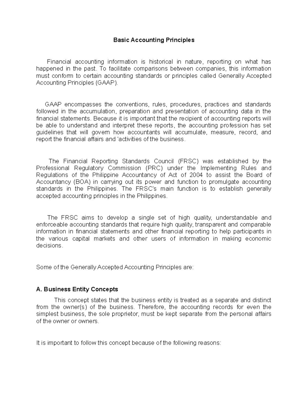 Basic Accounting Principles (ACCT101): Understanding GAAP Concepts ...