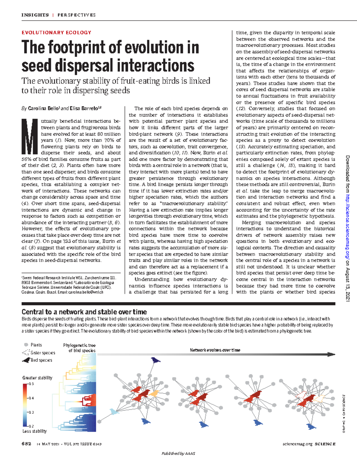 The Evolutionary Role of Birds in Seed Dispersal Networks - Studocu