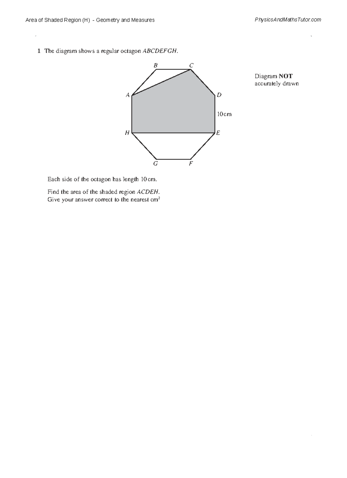 Area of Shaded Region (H) Geometry and Measures QP - Studocu