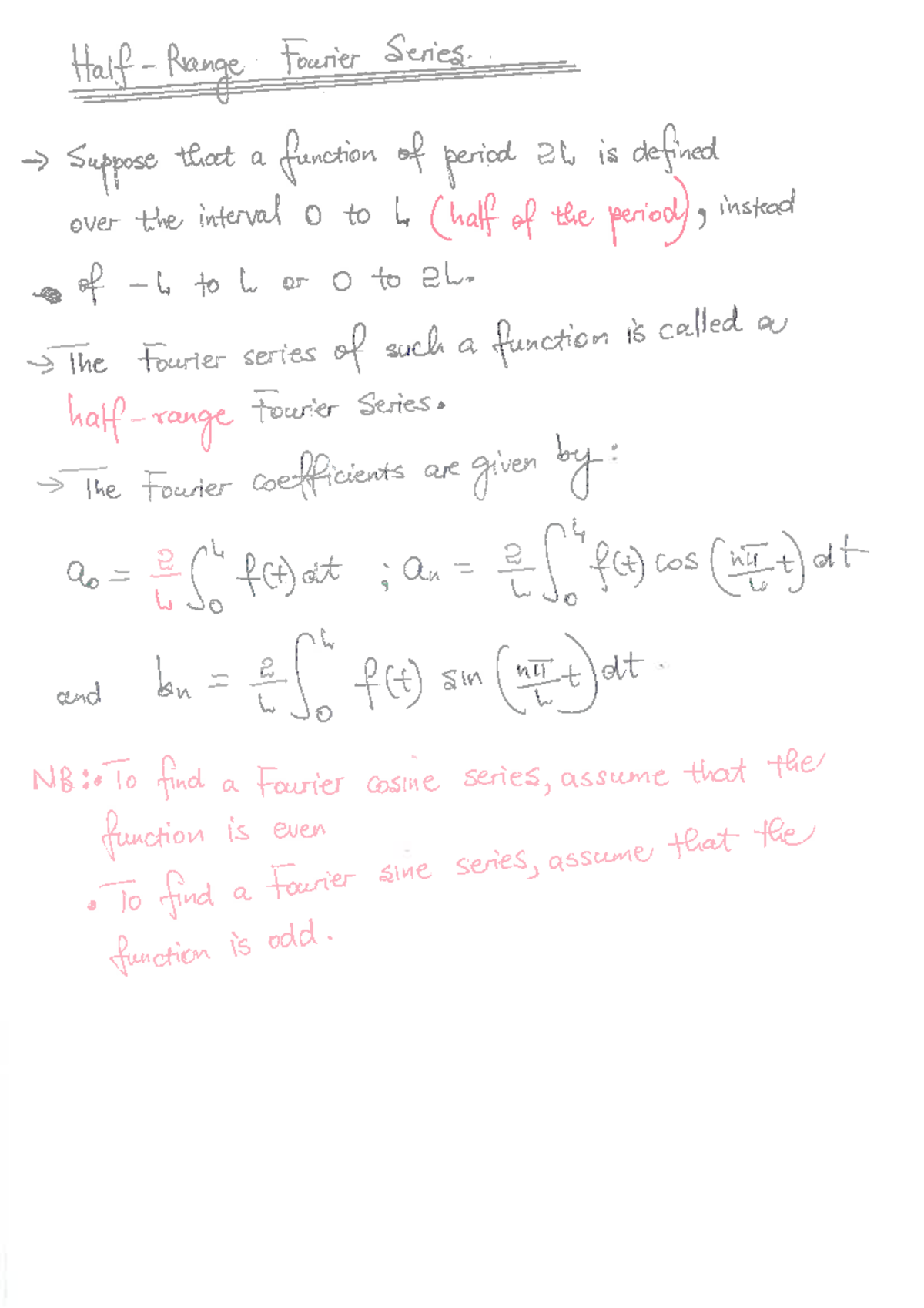 Half Range Fourier Series Analysis and Coefficients - Studocu