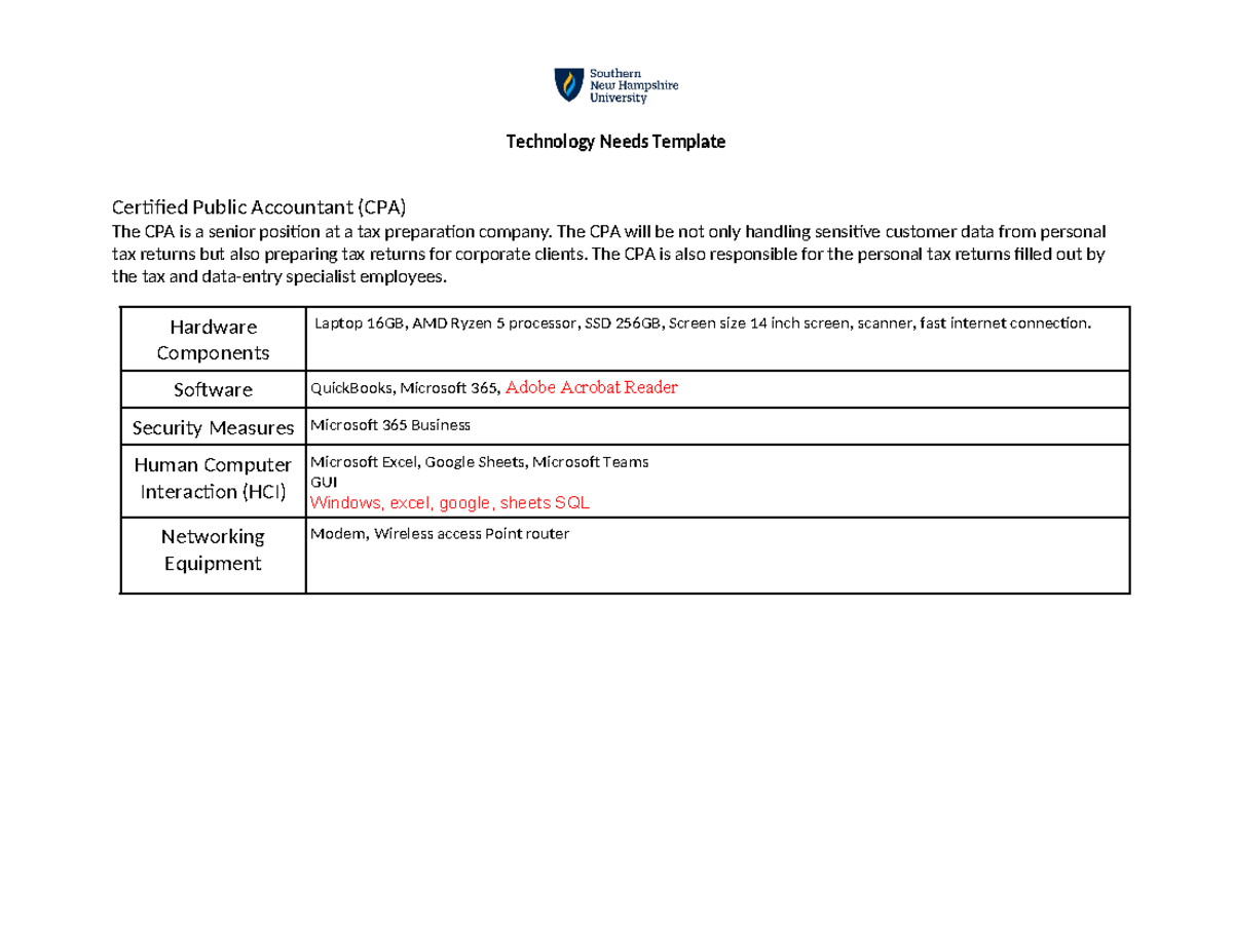 Technology Needs checklist - Technology Needs Template Certified Public ...