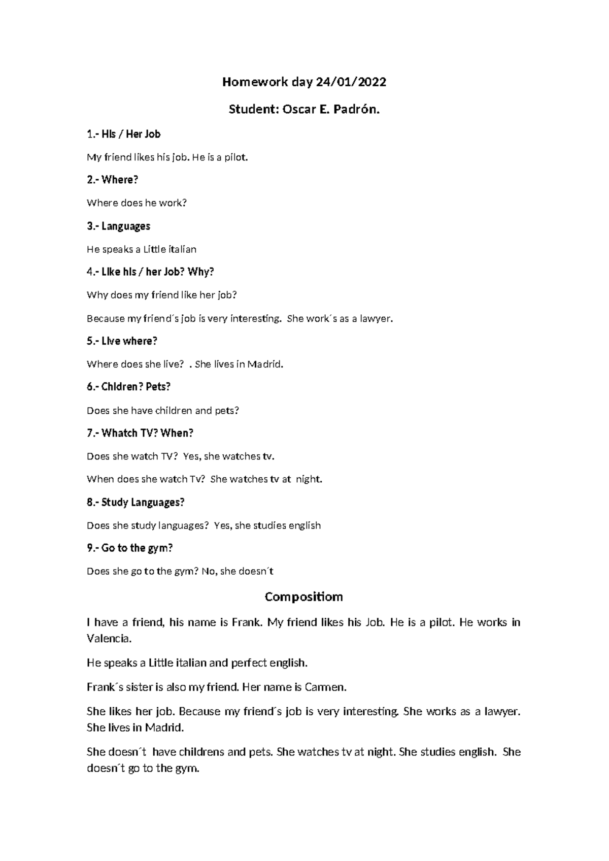 A1 Level Homework Day 24 - Practicas de Trabajo y Vida Cotidiana - Studocu