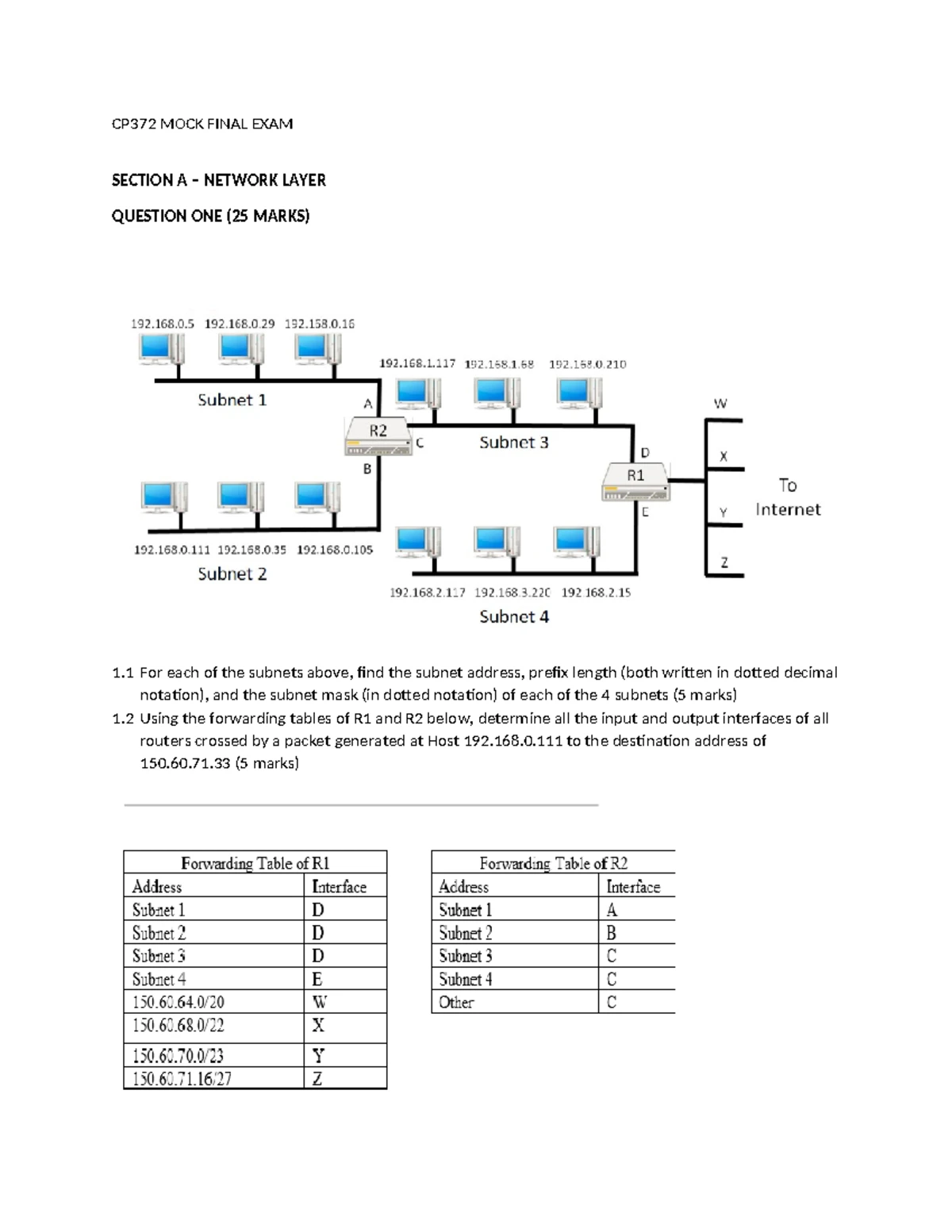 CS101 - Chapter 1 Practice Questions & Solutions on Networks - Studocu
