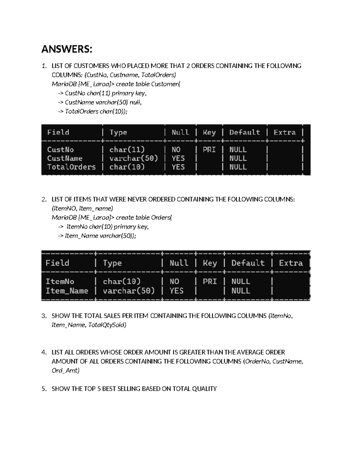 IT Course: SQL Queries Answers for Customer and Sales Data Analysis ...