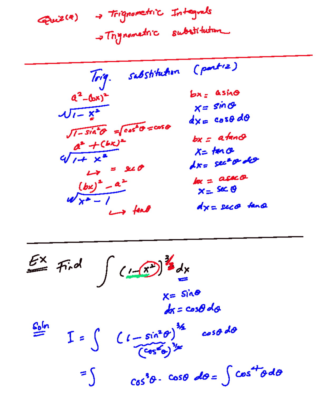 Note Nov 4, 2024 10 30 37 AM - Quiz 14 Trignometric Integrals ...