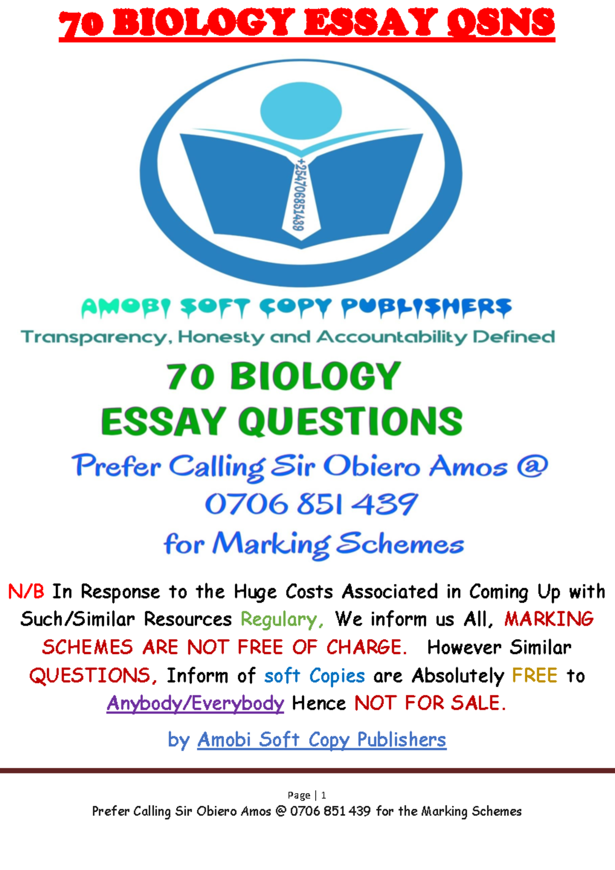 Biology Essays Questions and Answers for Final Exam (BIO 101) - Studocu