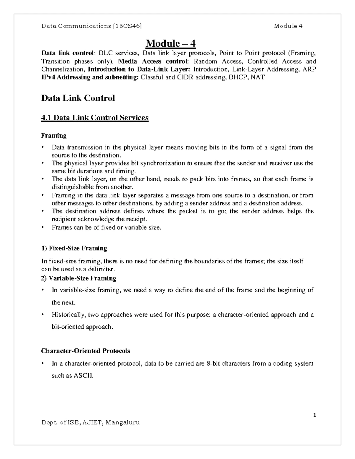 DC-Module 5 - DC notes - Module – V Wired LANs Ethernet: Ethernet ...