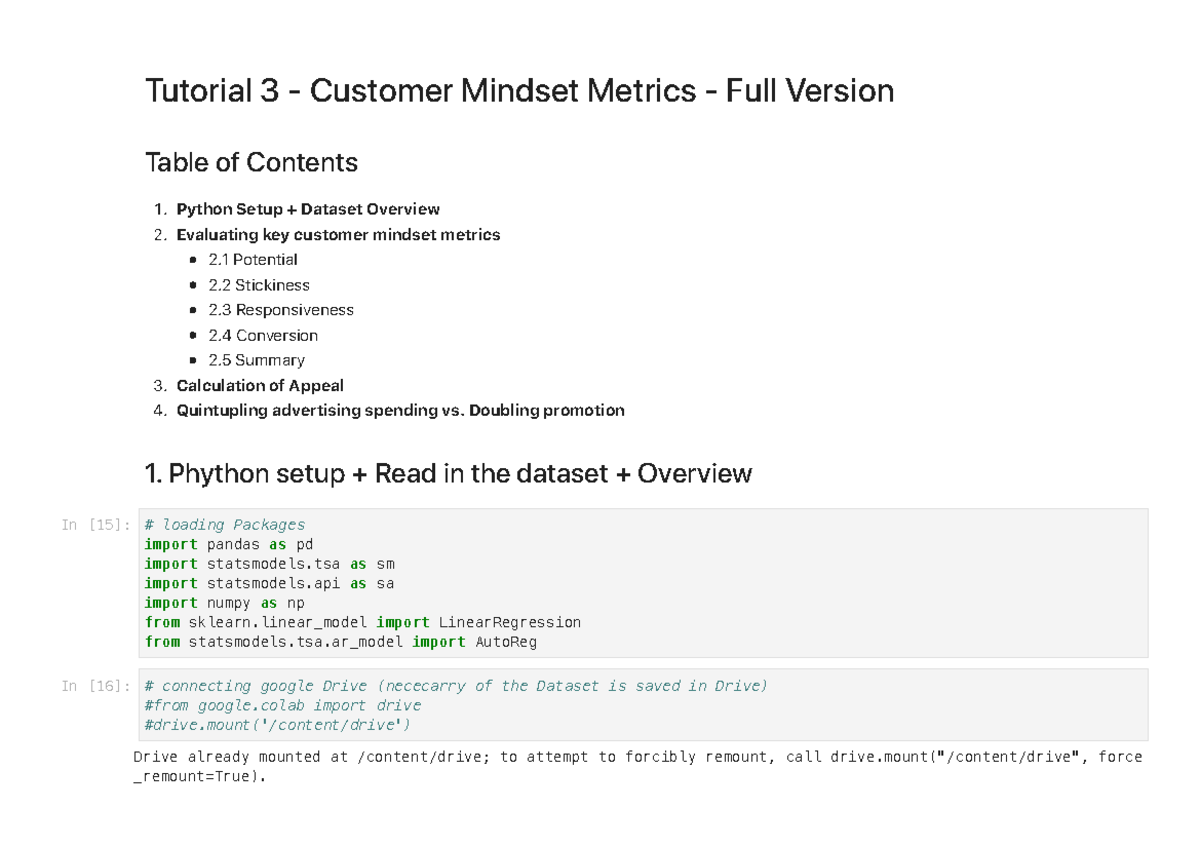 Tutorial 3: Customer Mindset Metrics Analysis with Python - Studocu