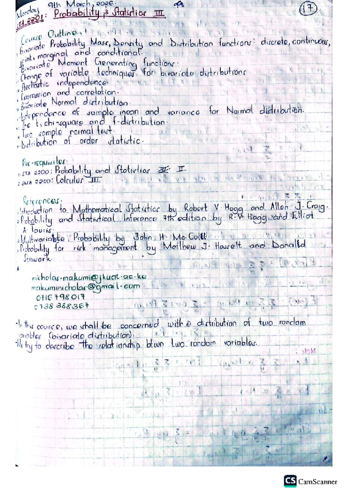 Probability and Statistics (MATH 2200) - March Exam Notes - Studocu