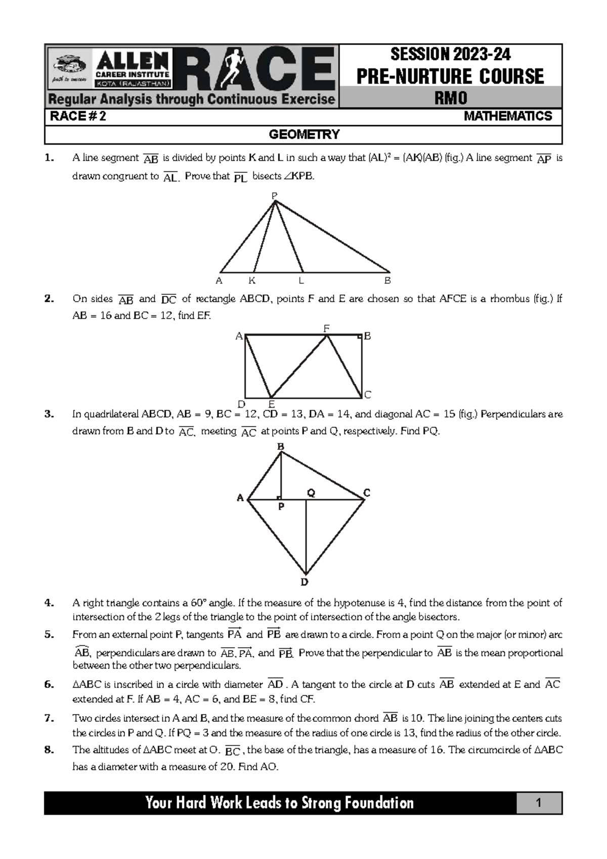 RMO Race 2 Mathematics Geometry Session Notes - Studocu