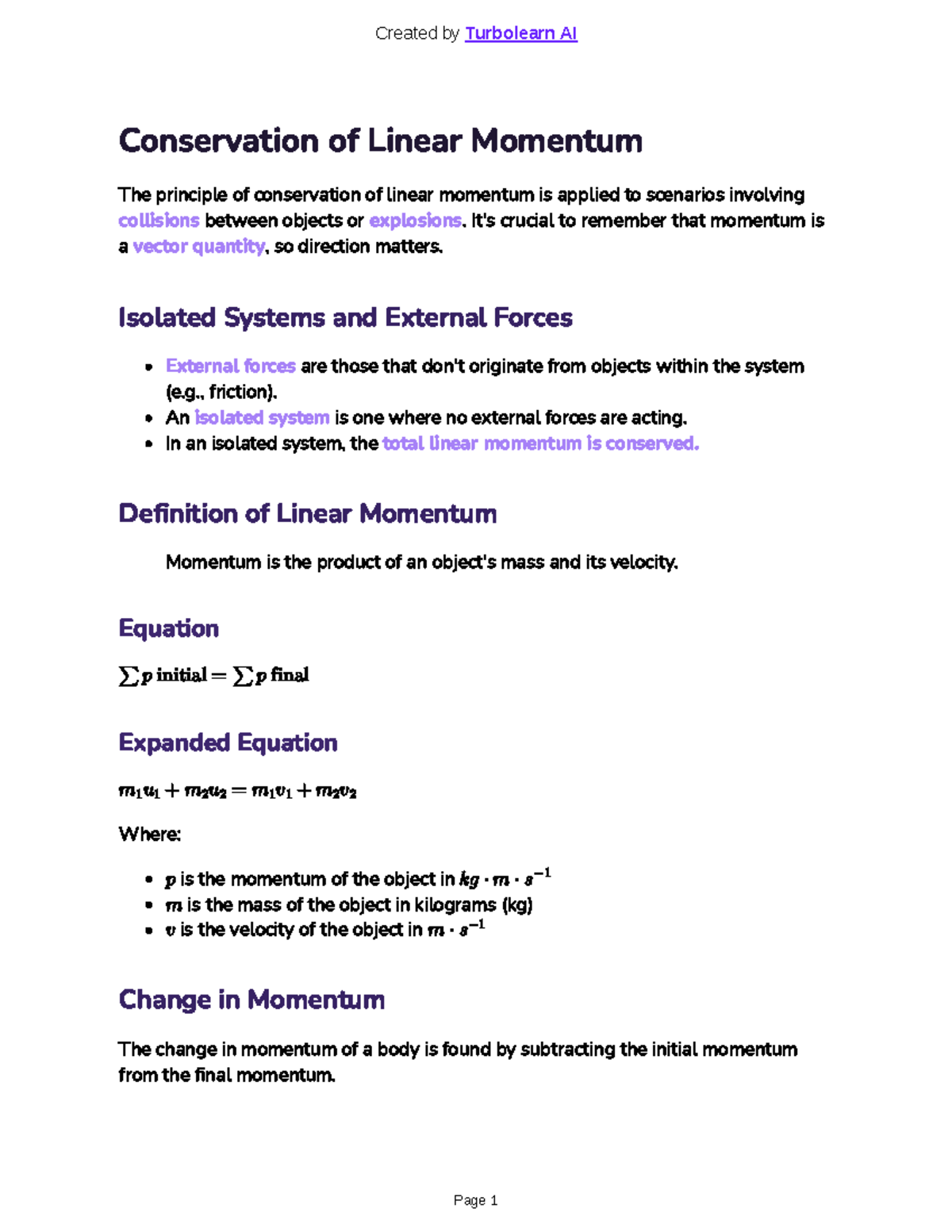 Conservation of Linear Momentum and Impulse - Physics Notes (PHYS 101 ...