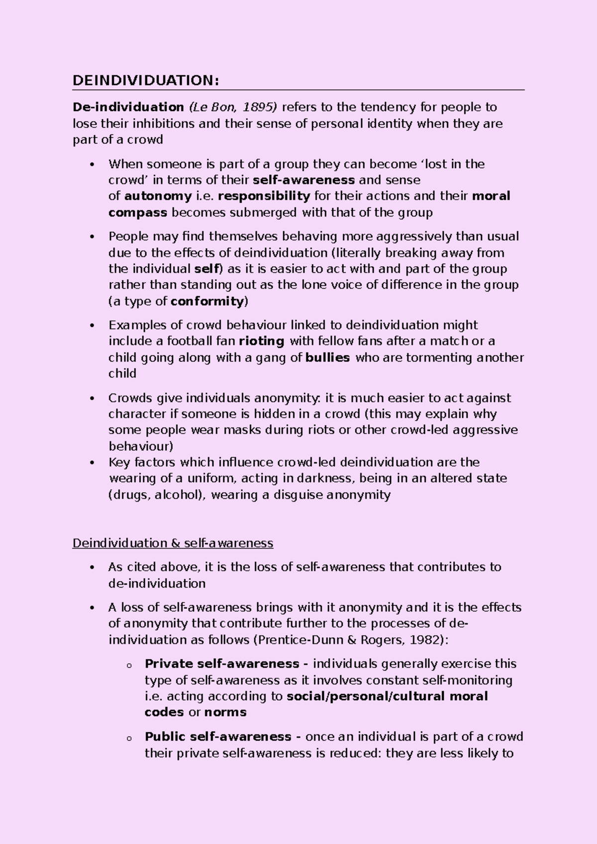 Deindividuation Psychology Study