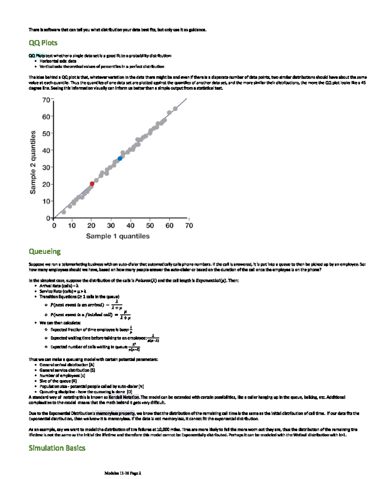 Wk9 p2 - QQ Plots and Queueing Model Insights - Studocu