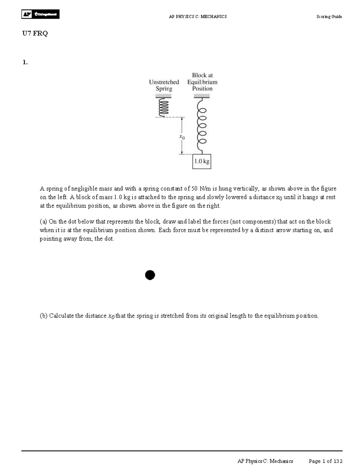 AP PHYSICS C: MECHANICS U7 FRQ Scoring Guide and Solutions - Studocu