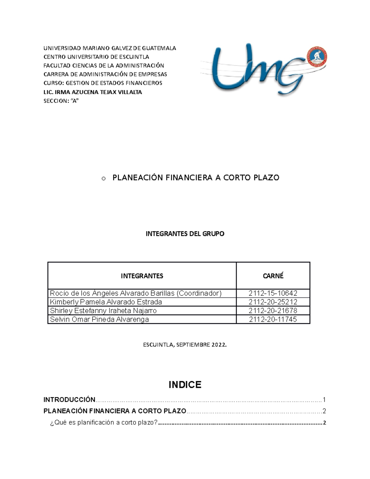 Planeación Financiera a Corto Plazo - Curso: GESTIÓN ESTADOS ...