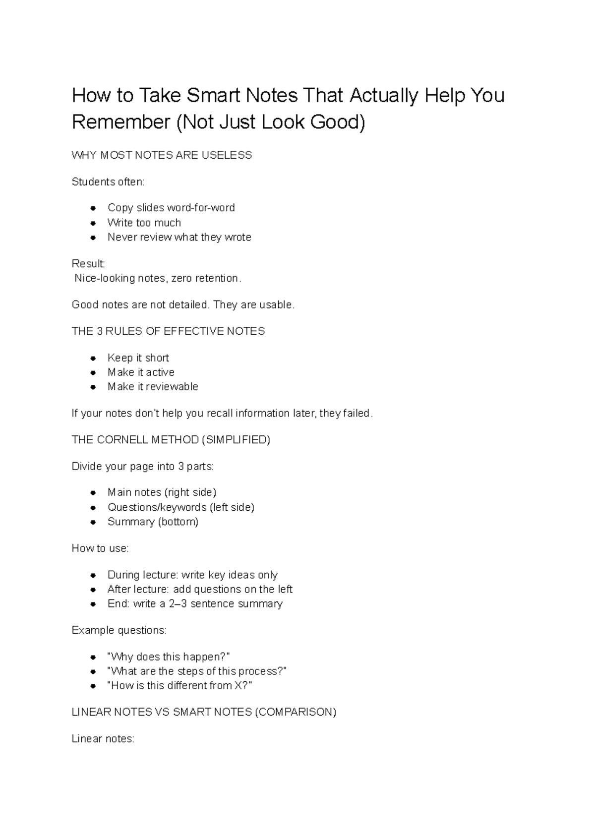 Effective Note-Taking Strategies for Better Retention - Studocu