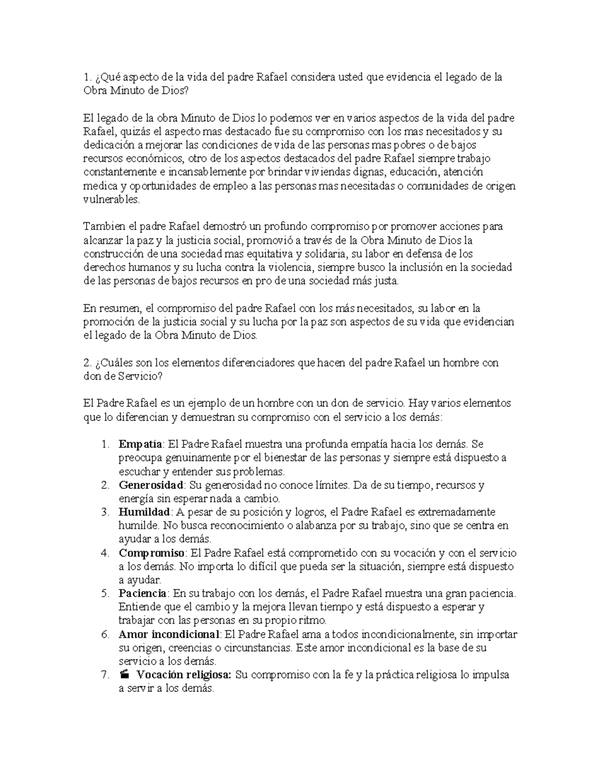 FORO Semana 3: Legado y Características del Padre Rafael Minuto DE DIOS ...