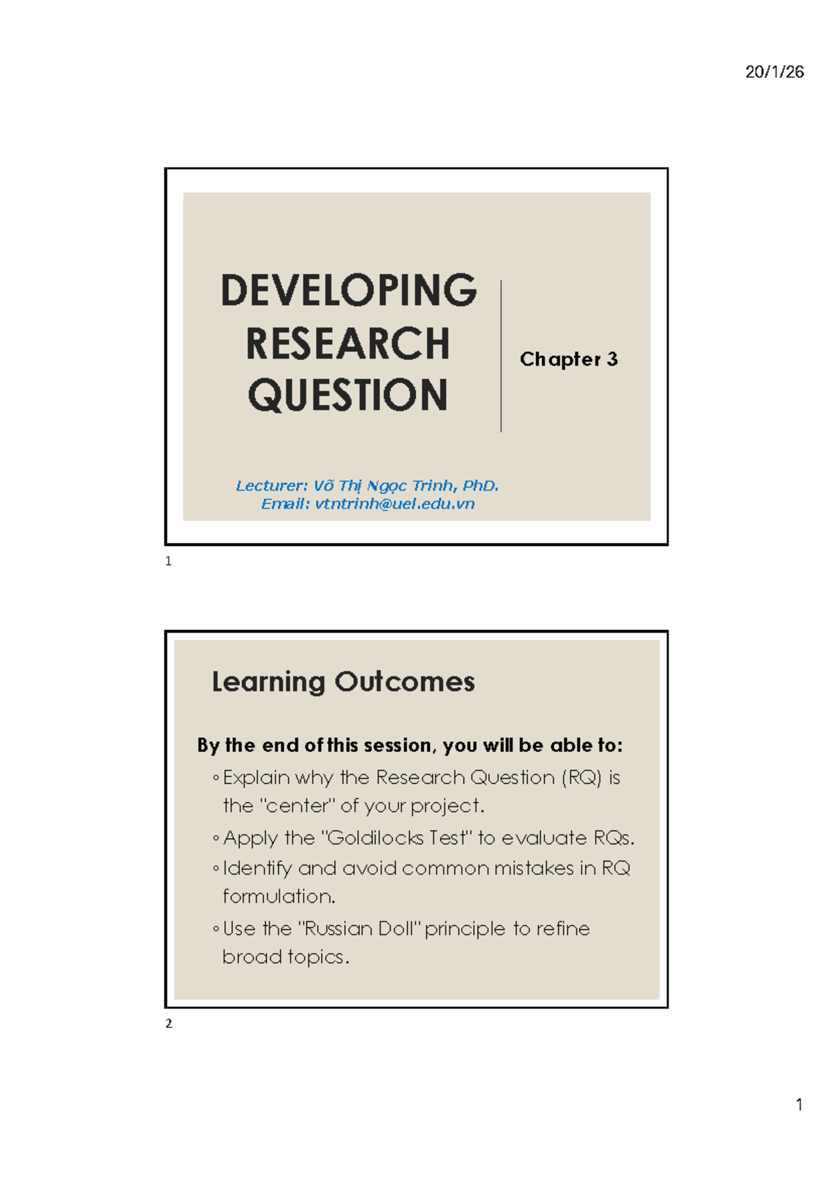 Chapter 3: Developing Research Questions (Course Code: RQ101) - Studocu