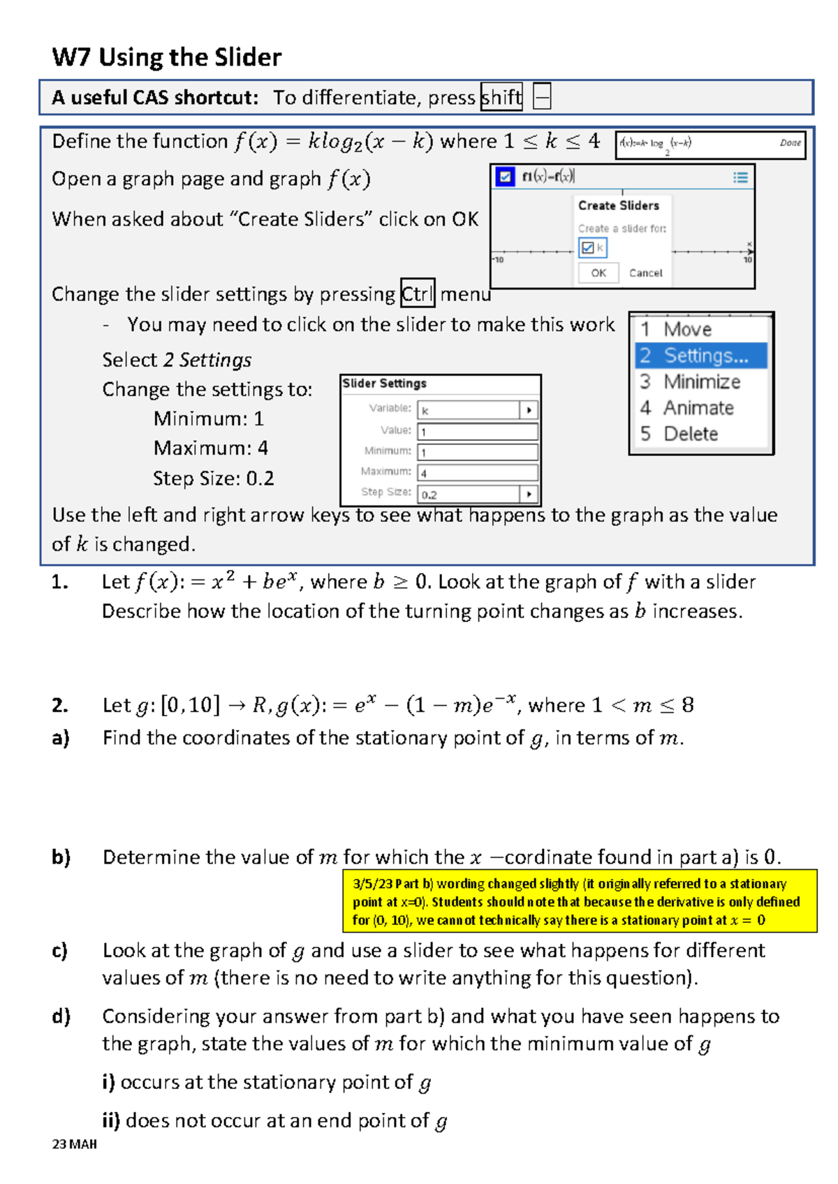 W7 Methods Using Sliders - Year 12 Maths Concepts - Studocu
