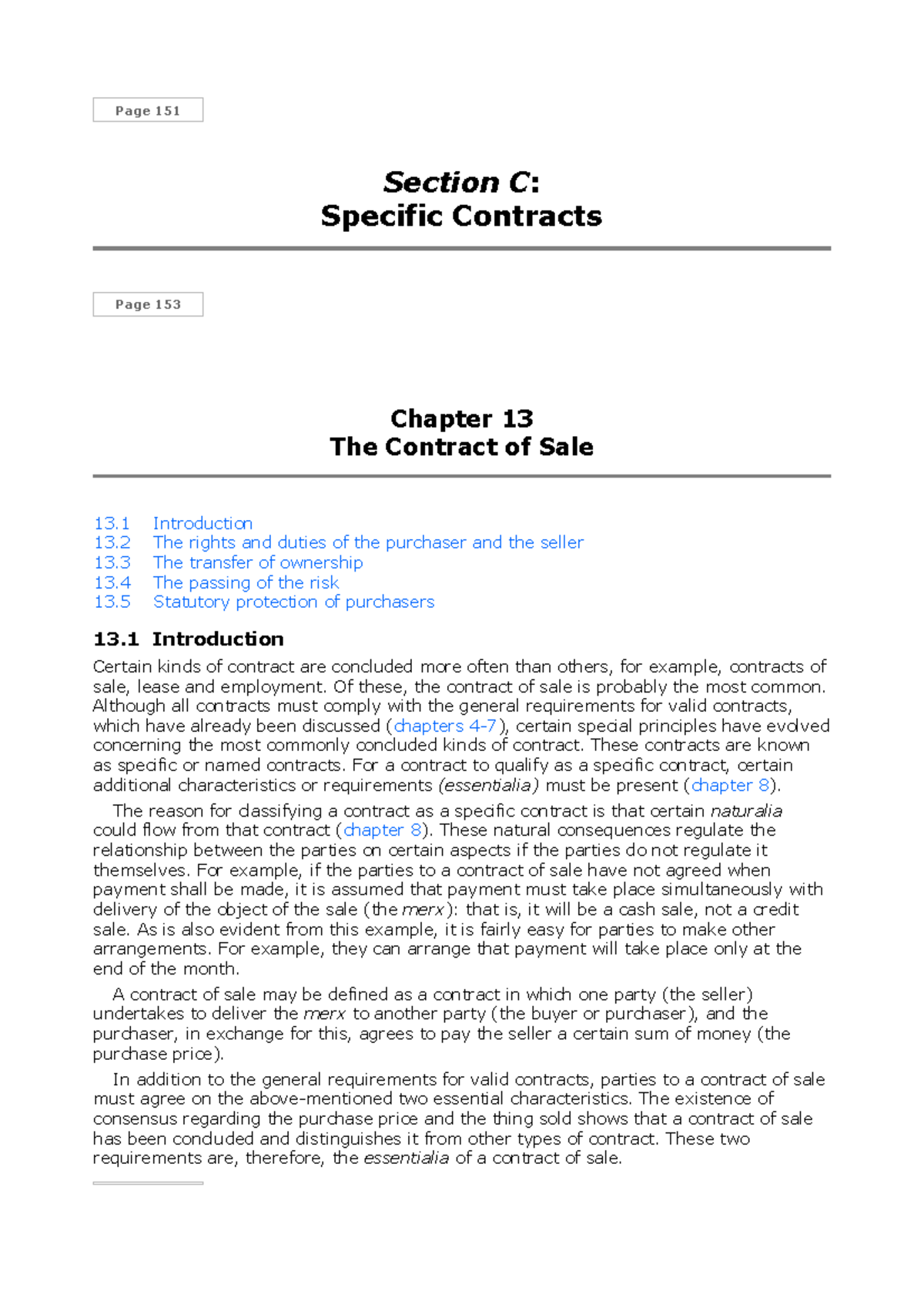 Contract of Sale - Law Notes for Specific Contracts (Chapter 13) - Studocu