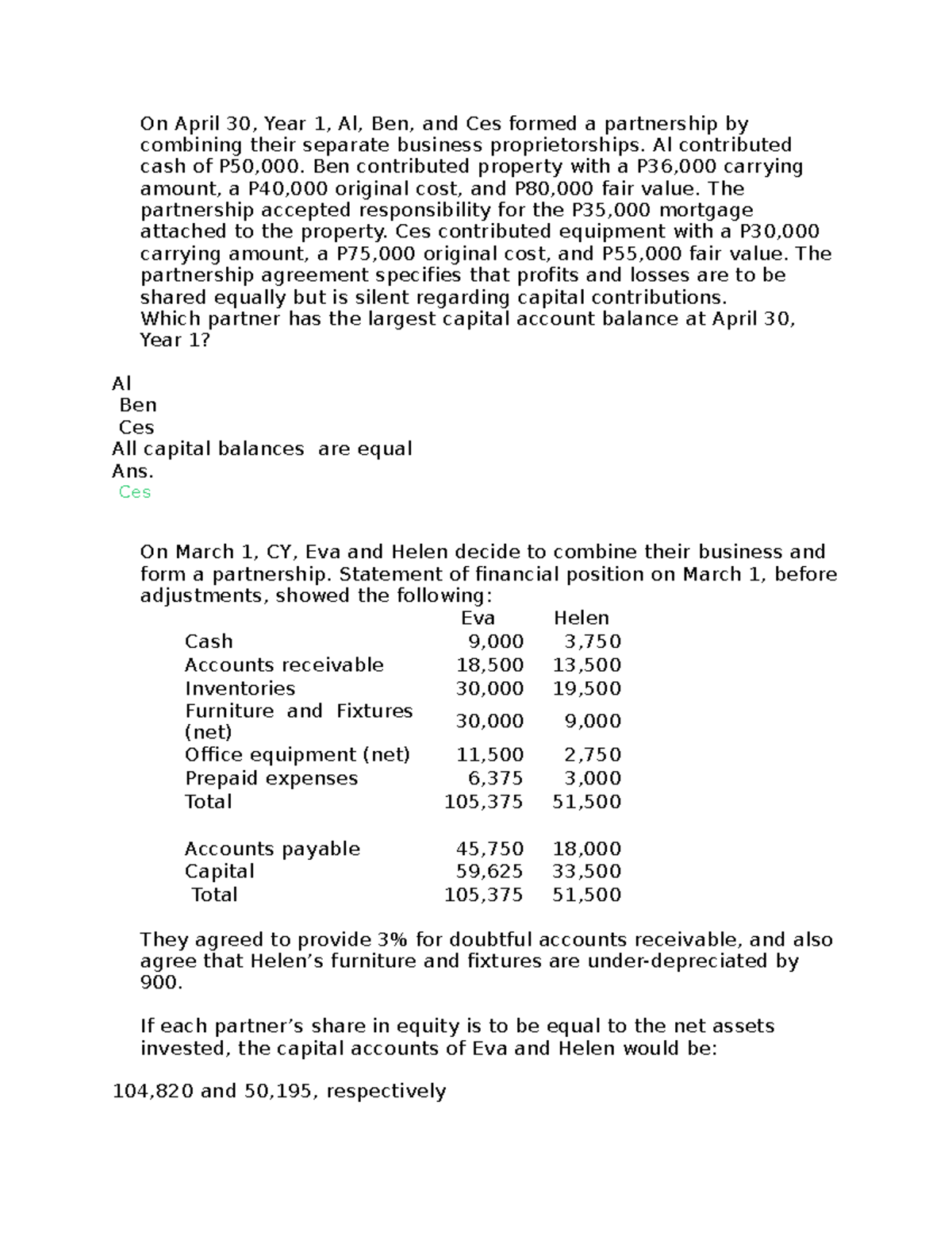Partnership Accounting: Contributions and Capital Balances Analysis ...
