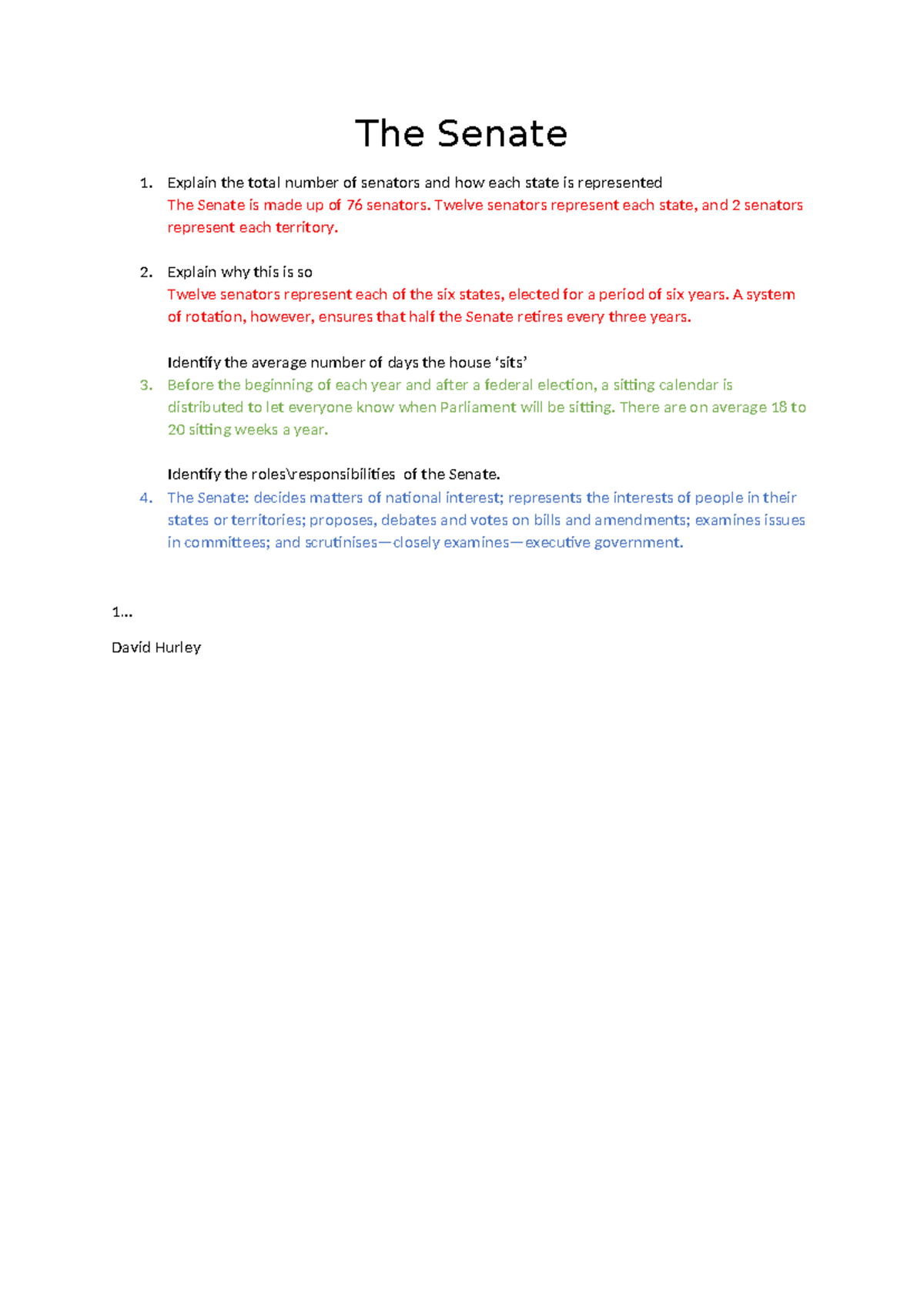 The Senate - summary - The Senate 1. Explain the total number of ...