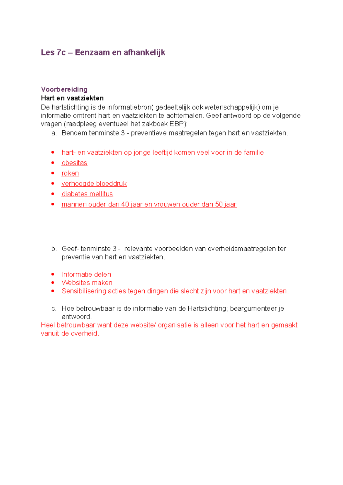Les 7c - Eenzaamheid en Hart- en Vaatziekten: Preventie en ...