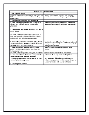 Application of cold therapy - Procedure with rationale Procedure ...