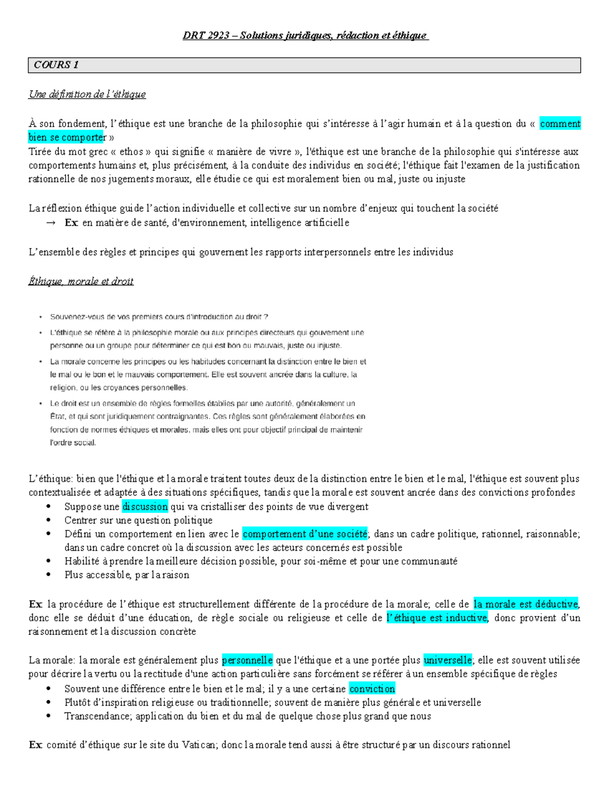 DRT 2923 - Éthique, Droit et Déontologie : Concepts et Applications ...